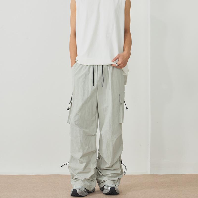 

LKTM Унисекс Американские Ретро Хаки Брюки Карго - Длина в Пол, Быстросохнущие, Хип-Хоп Стиль XS (80-90 lbs) светло-серый