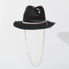 Cross Border Fashion Chain Sun Hat for Women, Panama Straw Hat with Metal Chain, Vacation Beach Sun Cap