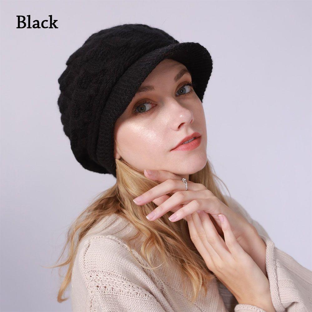 Casual Rabbit Hair Warm Knitted Beret Hat Beanie Cap Peaked Hat