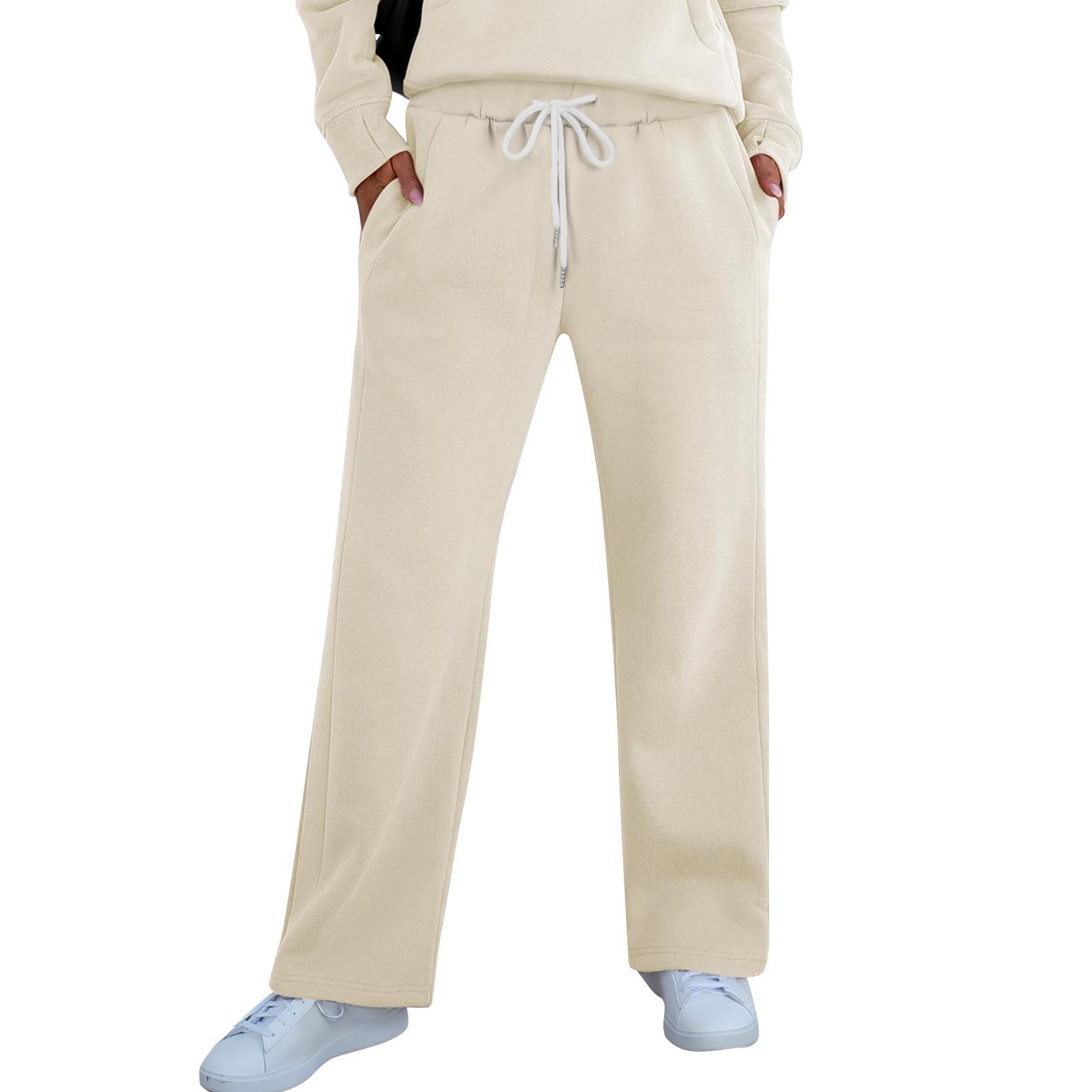 

Женские модные повседневные однотонные свободные брюки с высокой талией и эластичным поясом M бежевый