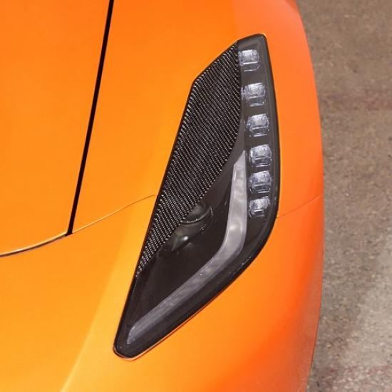 Weißer Kohlefaser Scheinwerfer Augenlid Streifen Aufkleber Zierleiste Für Corvette C7 2014-