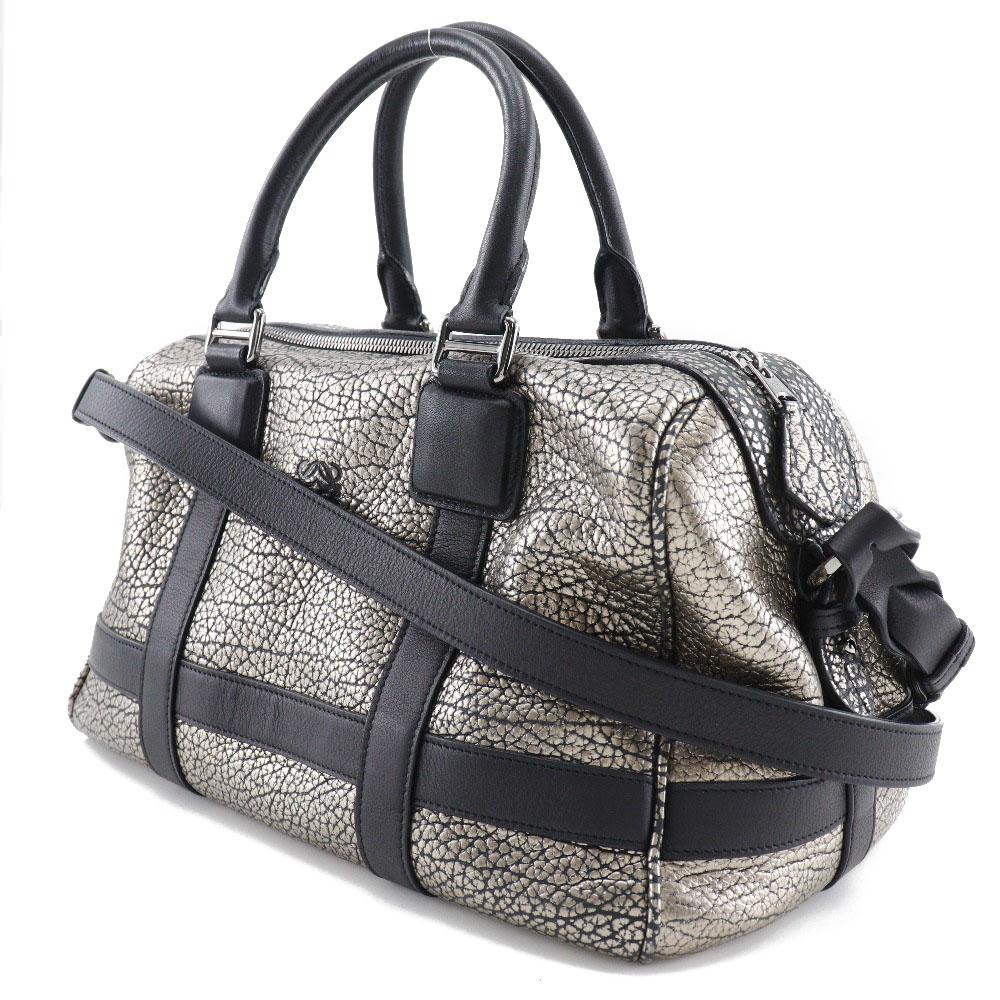 Loewe 2WAYShoulder Handbag Mini Boston Black / Silver Calfskin Women Used