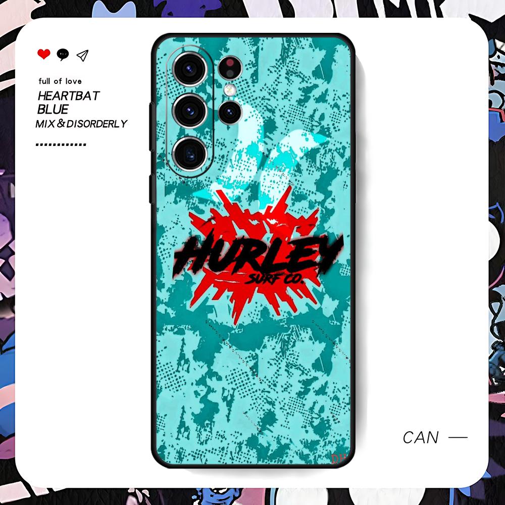 Hot Brand Hurley Phone Case For Samsung Galaxy S26 S25 S24 S23 S22 S21 S20 Plus Ultra Limited Soft Black