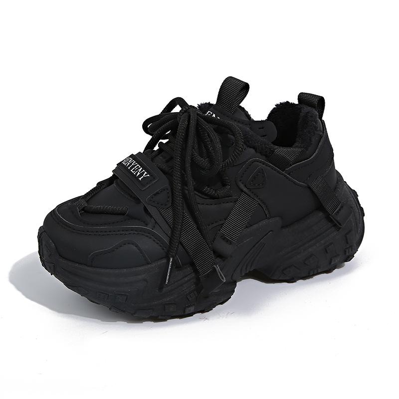 Cotton new dad shoes female winter students running sports thick-soled velvet casual shoes F-