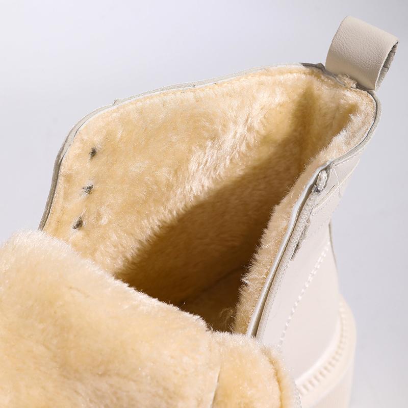 Fashion Black PU Leather Ankle Boots for Women 2025 Autumn Winter Warm Short Plush Booties Woman Fashion Buckle Platform Combat Boots