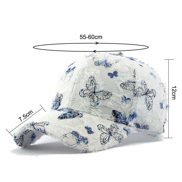 Women's Summer Sunscreen Butterfly Printed Hard Top Baseball Cap