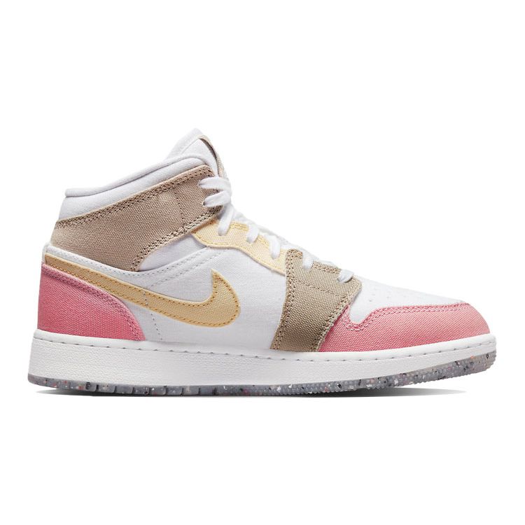 Air Jordan 1 Mid SE GS Pastel Grind Kids Sneakers White Vivid-Green DJ0338-100