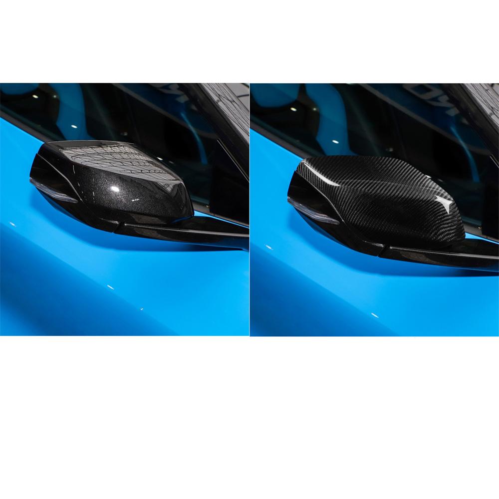 1 Pair Rear View Mirror Covers Carbon Fiber For Chevrolet Corvette C8 2020-2022