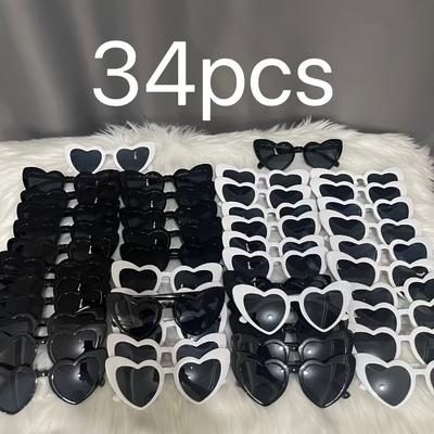 34pcs Heart Shaped Glasses for Couples Birthday Gifts Christmas Gifts Bachelor Parties Father's Day Mother's Day Gifts