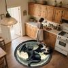 Winged Black Cat,Round Area Rug,Carpet Rug for Living Room Bedroom Sofa Playroom Decor,Non-slip Floor Mat