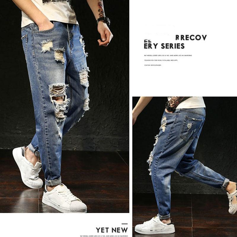 Jeans strappati Pantaloni dritti cropped da uomo Jeans estivi autunnali alla  caviglia acquista in modo economico — spedizione gratuita, recensioni reali  con foto — Joom