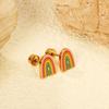 2026 Screw Stud Earrings, European and American Ins Sweet and Cute Bow Rainbow Earrings Earrings for Women