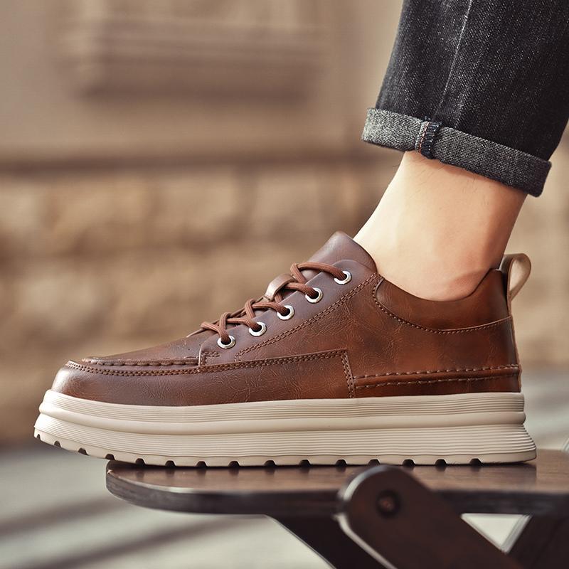 Luxury Brand Designer Men Casual Leather Shoes High Quality Handmade Thick Bottom Shoe New Business Social Shoes Outdoor Oxfords