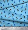Soimoi Japan Crepe Satin Fabric Waves,Whale & Dolphin Ocean Decor Fabric Printed metre 42 Inch