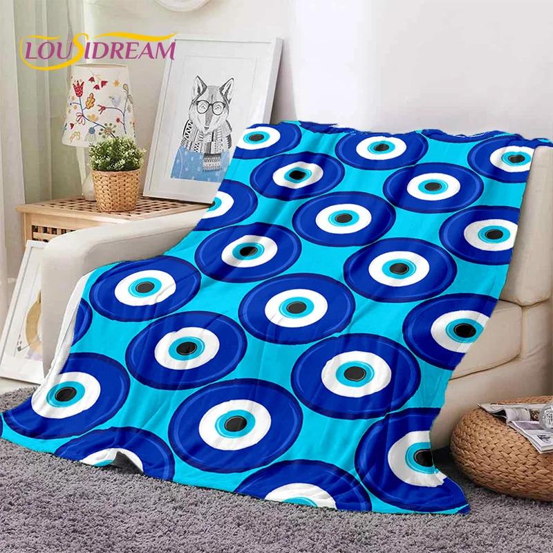 3D Boze Oog Turkije Blauw Nazar Oog van Horus Zachte Flanel Dekens, Plaid Comfortabele Deken voor Picknick Bedden Bank Slaapkamer