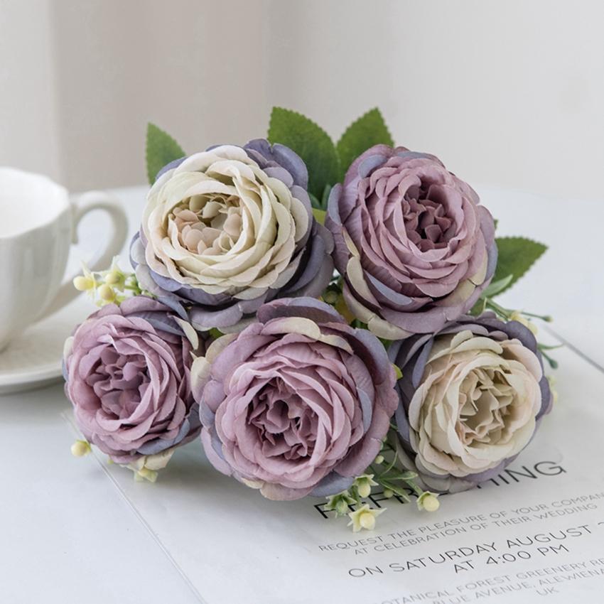 

5 Heads peony Artificial flowers for Home Floral Arrangement Decoration Christmas Garlands vase Wedding outdoor arch accessories