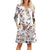 Women's Fashion V-neck Casual Beach Dress Three-quarter Sleeves Floral Print Dress