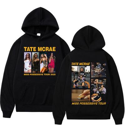 Tate McRae Miss Possessive Tour 2025 Bluza z Graficznym Nadrukiem Męska Damska Wysokiej Jakości Bluzy z Kapturem Długi Rękaw Modny Komfortowy Sweter