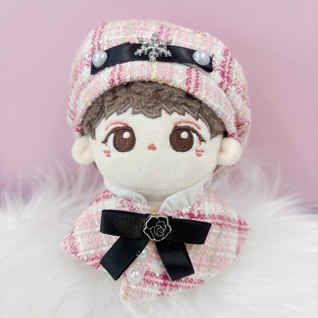 Tweed Beret Cape for 10cm Dolls Pink and Shawl Set Check & - Poncho, Hat, Cape, - [Used]