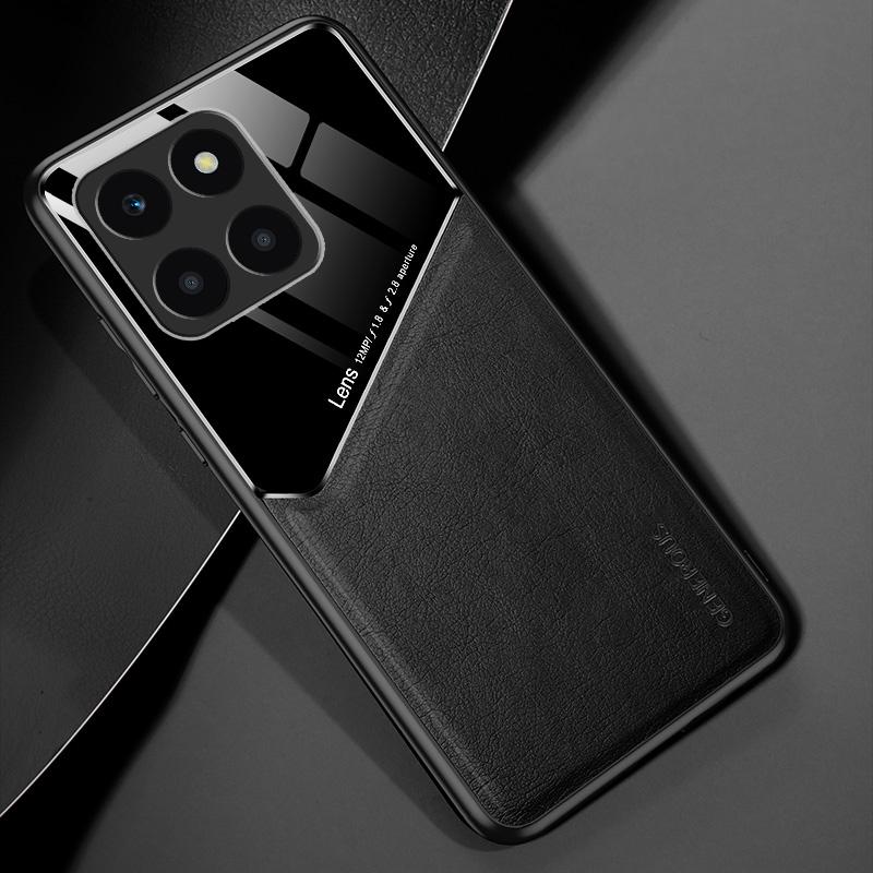 For Honor X6a 4G Case Leather+TPU+PC Phone Back Cover with Car Mount Metal Sheet