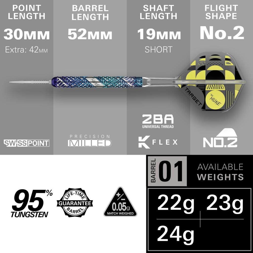 TARGET Luke Littler Edge Swiss Point Steel 23g Darts Luke Littler Model Darts Barrel Set (190641) -