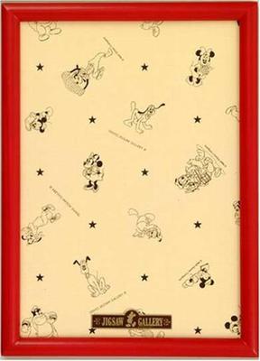 Tenyo [Made In Japan] Wooden Puzzle Frame, Disney-Exclusive Panel, 200-Piece Set, Red (22.5x32cm), Mickey Emblem Plate, Hanging Cord Included