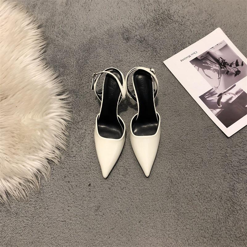

2025 spring and summer women s shoes pointed toe thin heel empty single shoes women s black medium and high heel temperament fashionable bag head san 39 абрикосовый