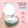 Cute Cat Portable Mini Pocket Fan Rechargeable LED Fill Light with Makeup Mirror