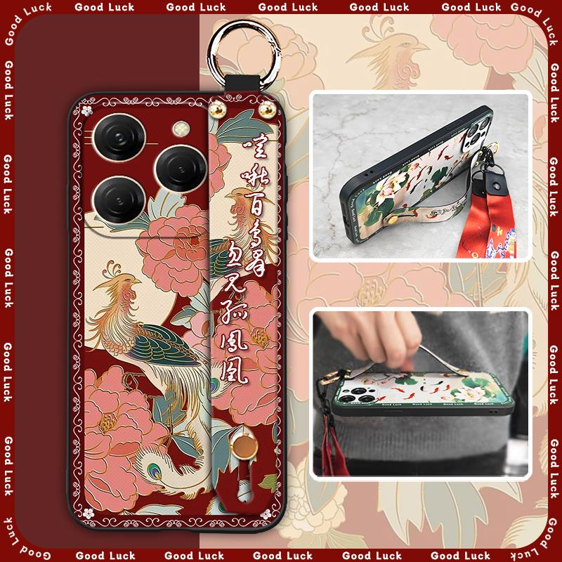 Durable Back Cover Phone Case For Tecno Spark20 Pro/KJ6 Shockproof Waterproof Fashion Ring Phone Holder Chinese style