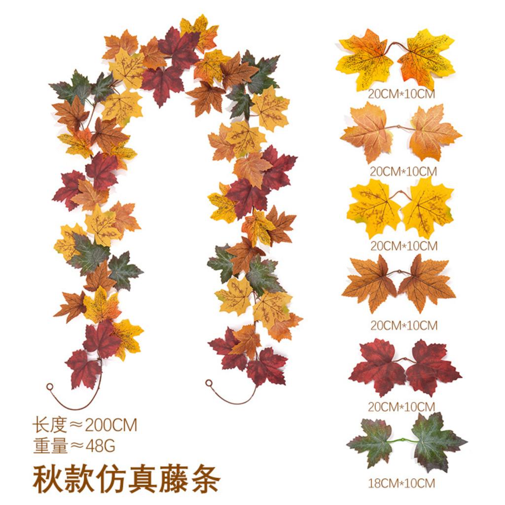 Artificial Autumn Leaf Garland with Realistic Vines and Pumpkin Decorations for Seasonal Home and Event Decoration Indoor and Outdoor Use