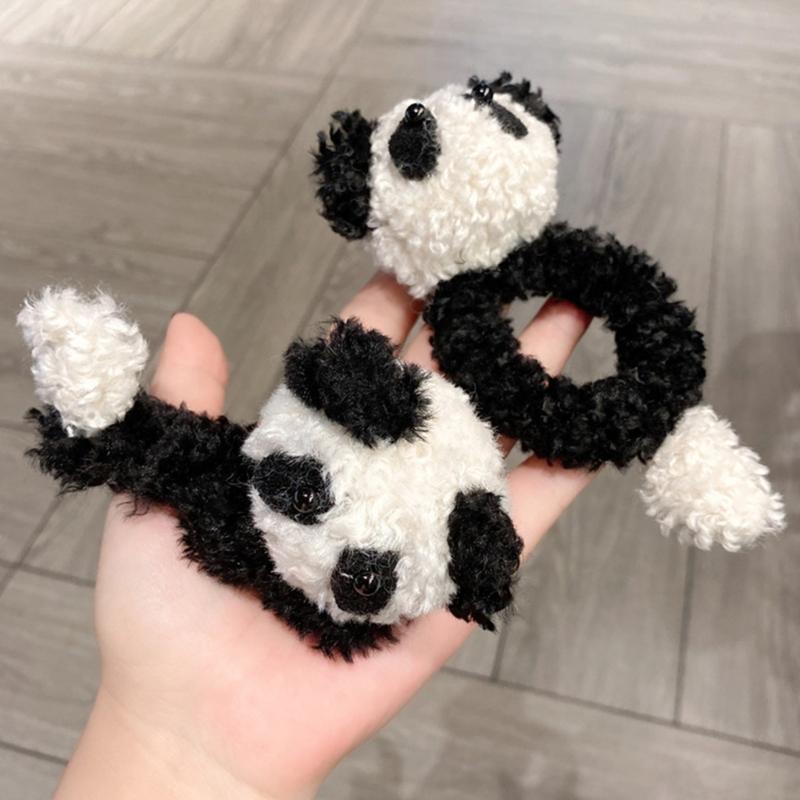 Plüsch-Panda-Form Haarspange/Haargummi/Stirnband Weihnachten Karneval Haargummi für Damen Teenager beim Fotografieren Rutschfest