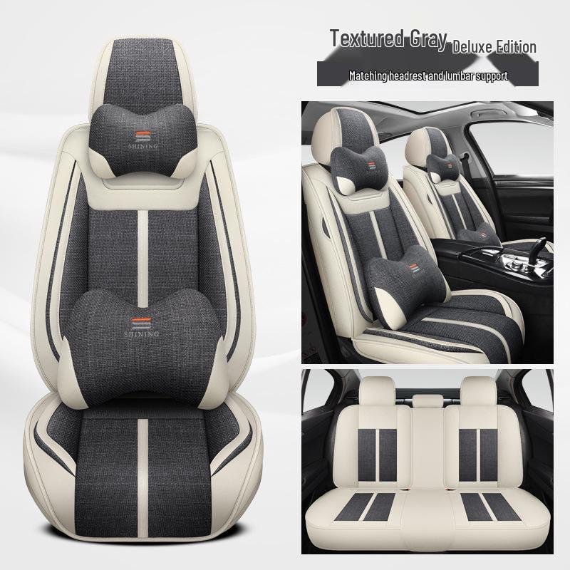Linen Car Seat Cushion for Tiida, Qashqai, Sylphy, Teana, Sunny, Livina & Bluebird - Full Coverage