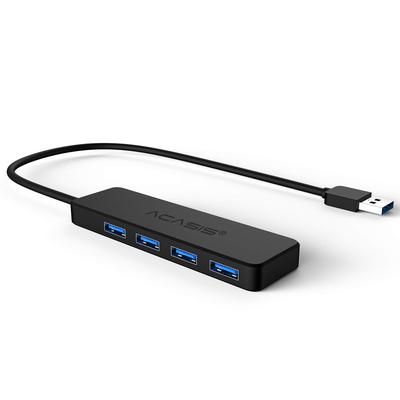 USB mit MicroUSB-Stromversorgung Kompatibel mit Windows und 4-Port 3.0 High-Speed-Hub, 5 Gbit/s, Stromversorgung, Busgespeist, Mac, Schwarz.