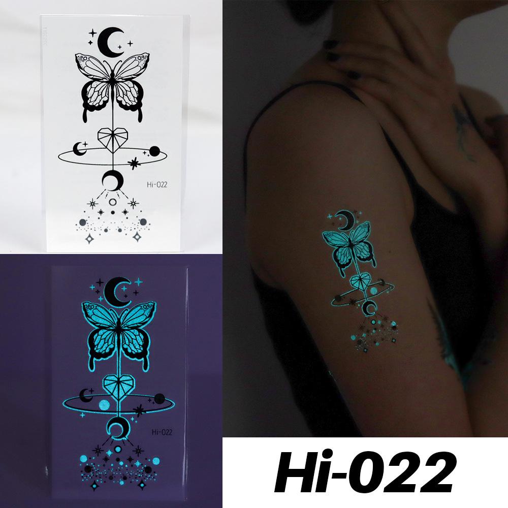 Waterproof Blue Luminous Tattoo Stickers: Snake & Butterfly Designs for Festivals
