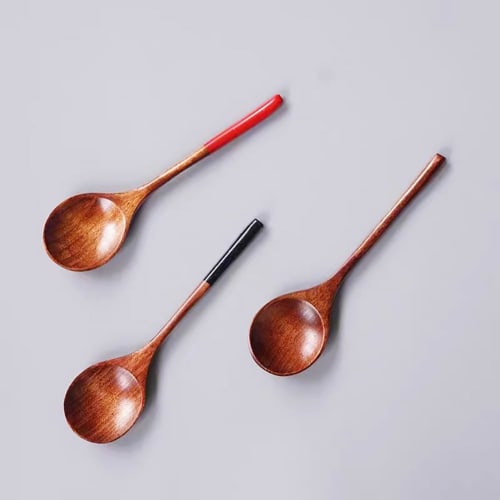 KXLCGYK Wooden Spoons, Set of 2, 16.5cm Long, Lightweight, Soup Spoon, Curry Spoon, Risotto Spoon, Dinner Spoon, Lacquered