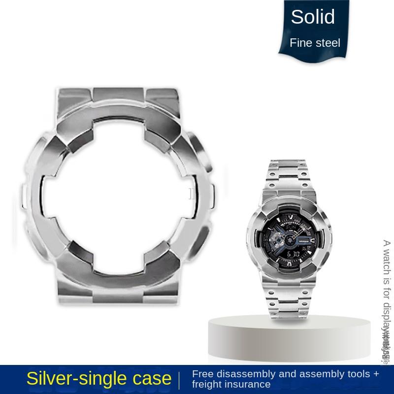 Modified Golden Case Bezel metal Watchband Set For Casio G-SHOCK Black Samurai GA-110GB GA100 GA120 Stainless steel Watch strap