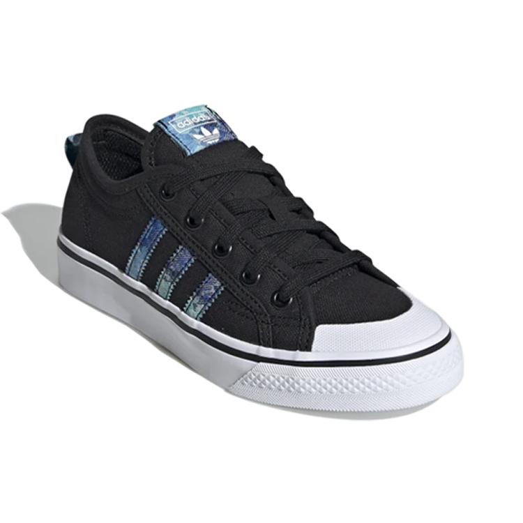 adidas Originals Nizza Abrasion Resistant Low Top Kids' Skateboarding Shoes Black Blue EF5429