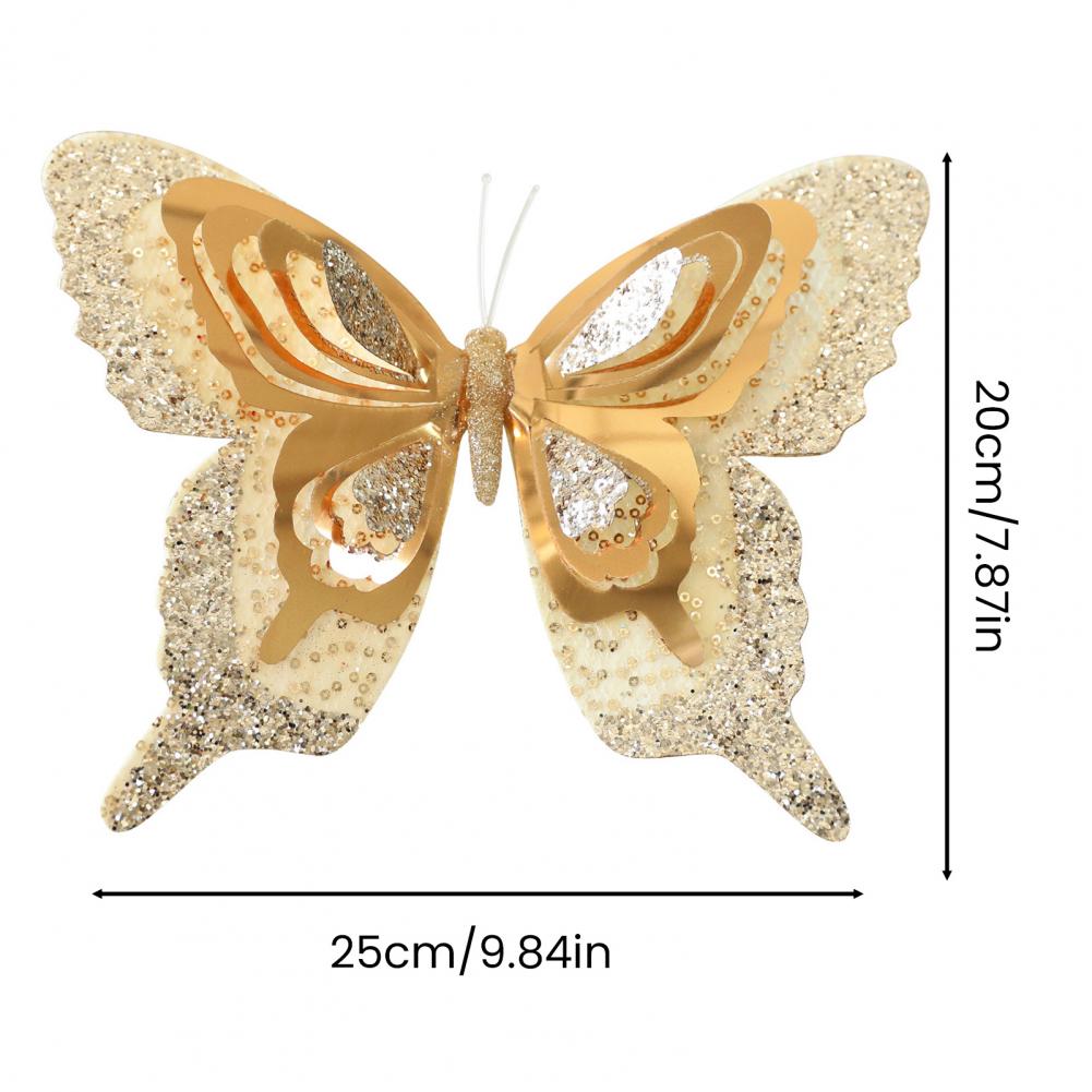 Christmas Tree Butterfly Ornaments 3D Glitter Hollow Butterflies Decoration Xmas Tree Wreath Wall Hanging Decor