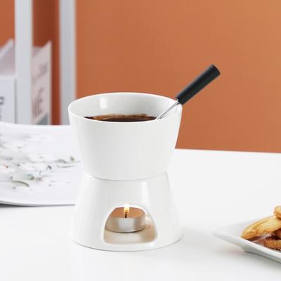 Tasses à fondue au chocolat avec fourchettes Tasses à fondre pour chocolat et beurre Ensemble de marmites en céramique Tasse à mijoter pour fondue au fromage Pot à fondue à bougie chauffe-plat