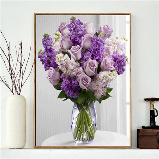 Diamant-Malerei, runde Diamant-Blume, 5D-Diamant-Stickerei, Kreuzstich-Gemälde-Aufkleber