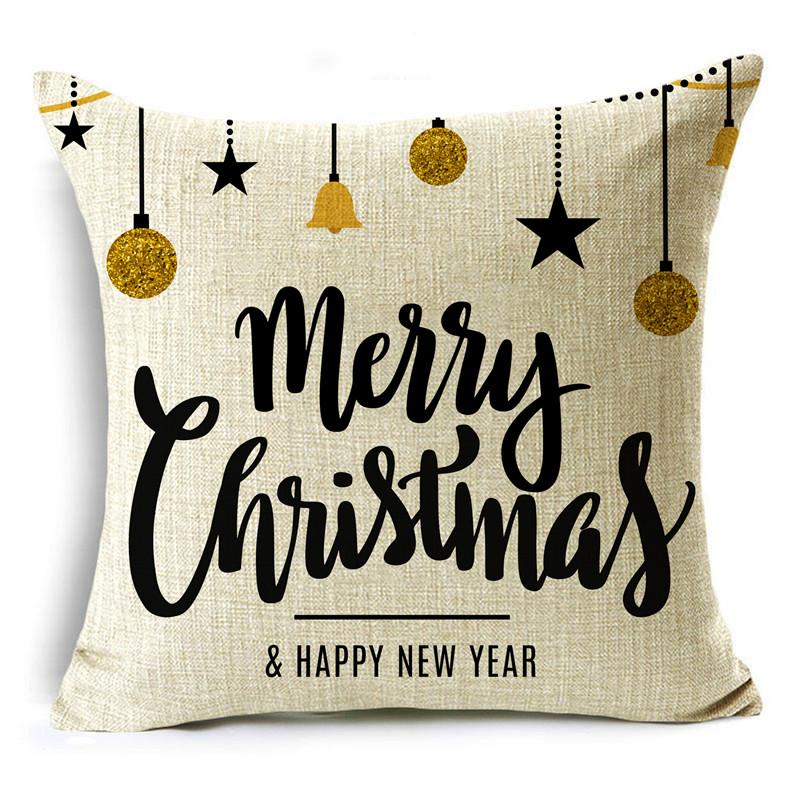 Creative Black and White Christmas Theme Pillowcase Holiday Gift Sofa Decorative Cushion Cover 40*40cm/45*45cm/50*50cm