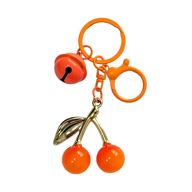 3D Cherry Fruit Keychain Pendant with Bell for Student Backpacks