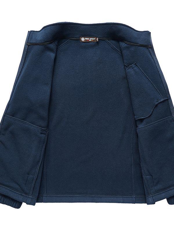 Men's Zipper Fleece Jacket with Side Pockets - Green Youth Style