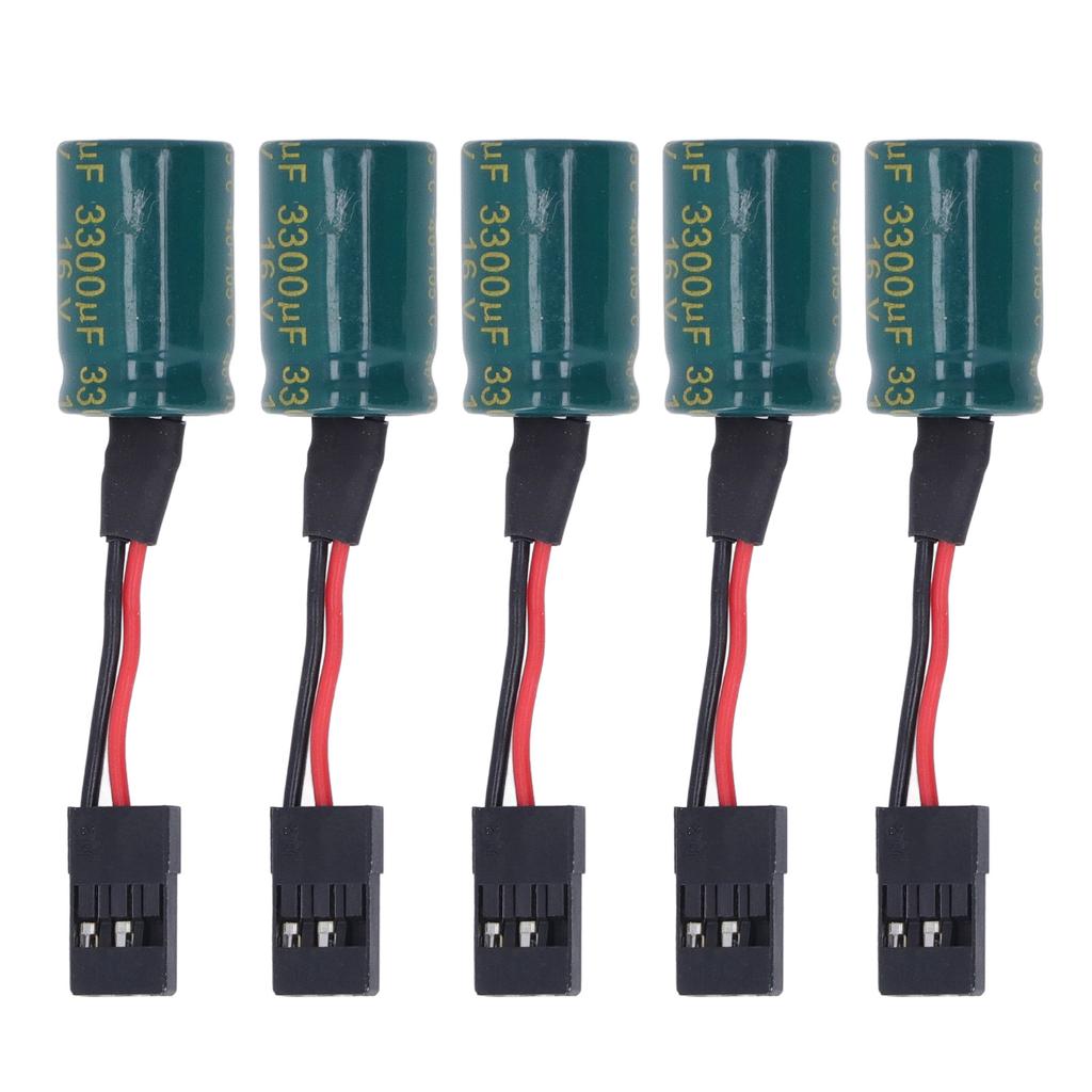 5pcs RC Drone Voltage Protector 3300uF 16V Large Capacitor Receiver Voltage Protector with Plug for FUTABA