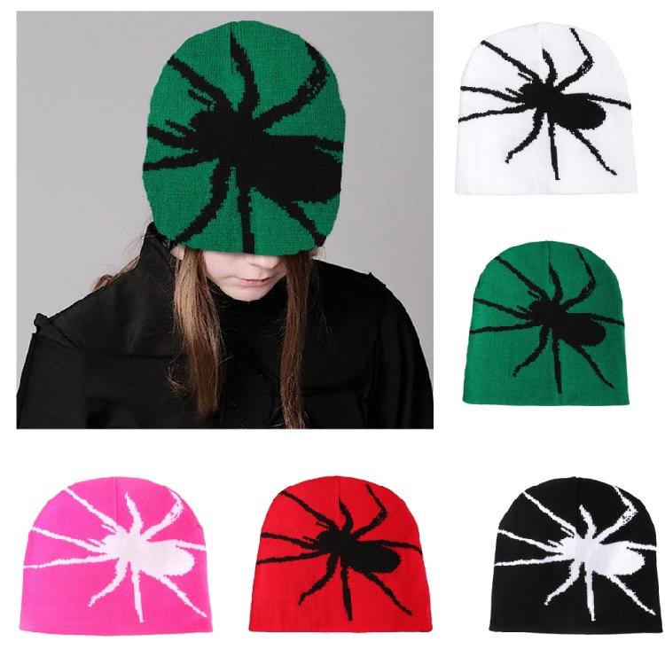 Halloween Jacquard Spiders Hat Knit Windproof Hat for Adult Winter Cycling Ski