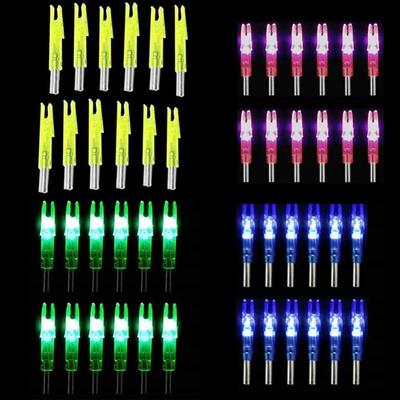 Arco compuesto iluminado luminoso para tiro de caza, flecha LED brillante, cola Nock, ajuste de eje de flecha de 6,2mm, 6 uds.
