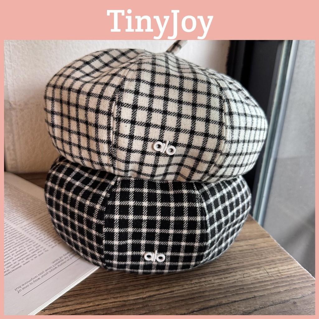 Grid Clashing Color Artistic Vintage Beret Hat Geometric Elements Spring Women