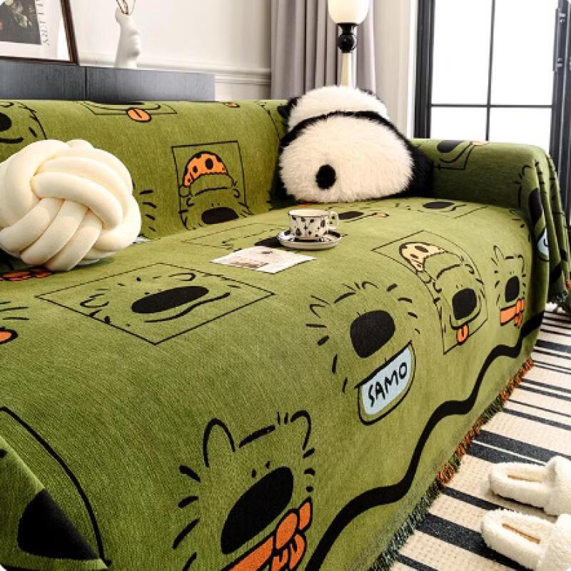 Cartoon Plaid Dog Anti-slip Sofa Cover