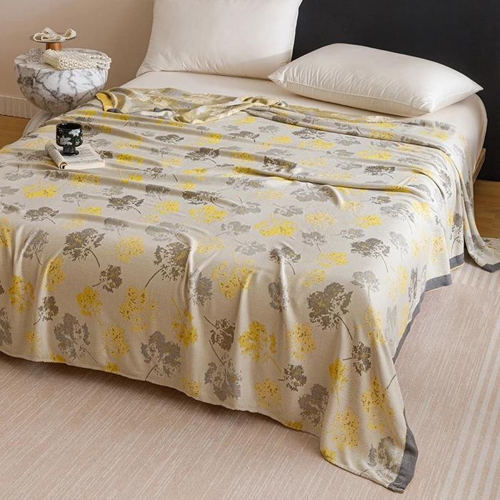 2025 New Smooth Bamboo Fiber Jacquard Multifunctional Double-layer Gauze Cold Blanket Towel Quilt