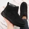 Men Plus Size Hook & Loop Snow Boots, Thick Fleece Lined Water Snow Resistant Outdoor Warm Cotton Shoes